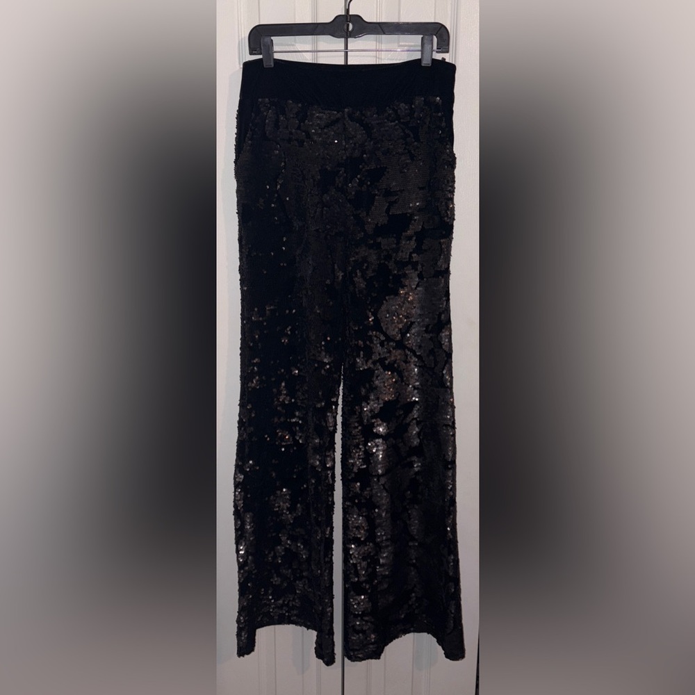 Black Wide Leg Sequin Pants